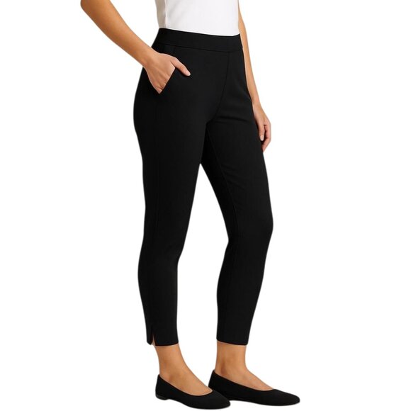 HUE Women's Pointe 7/8 Black Rayon Blend Pocketed Slit Ankle Leggings Size L NWT - Picture 1 of 14
